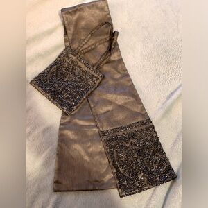 Grey Sequin Purse and Scarf Set